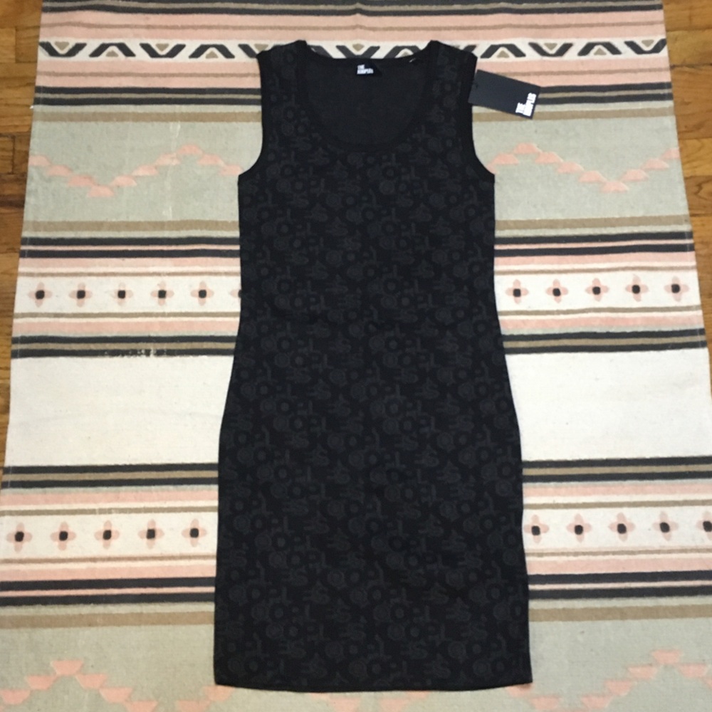 The Kooples Medium Black knit stretchy mini dress sleeveless crew neck nwt new